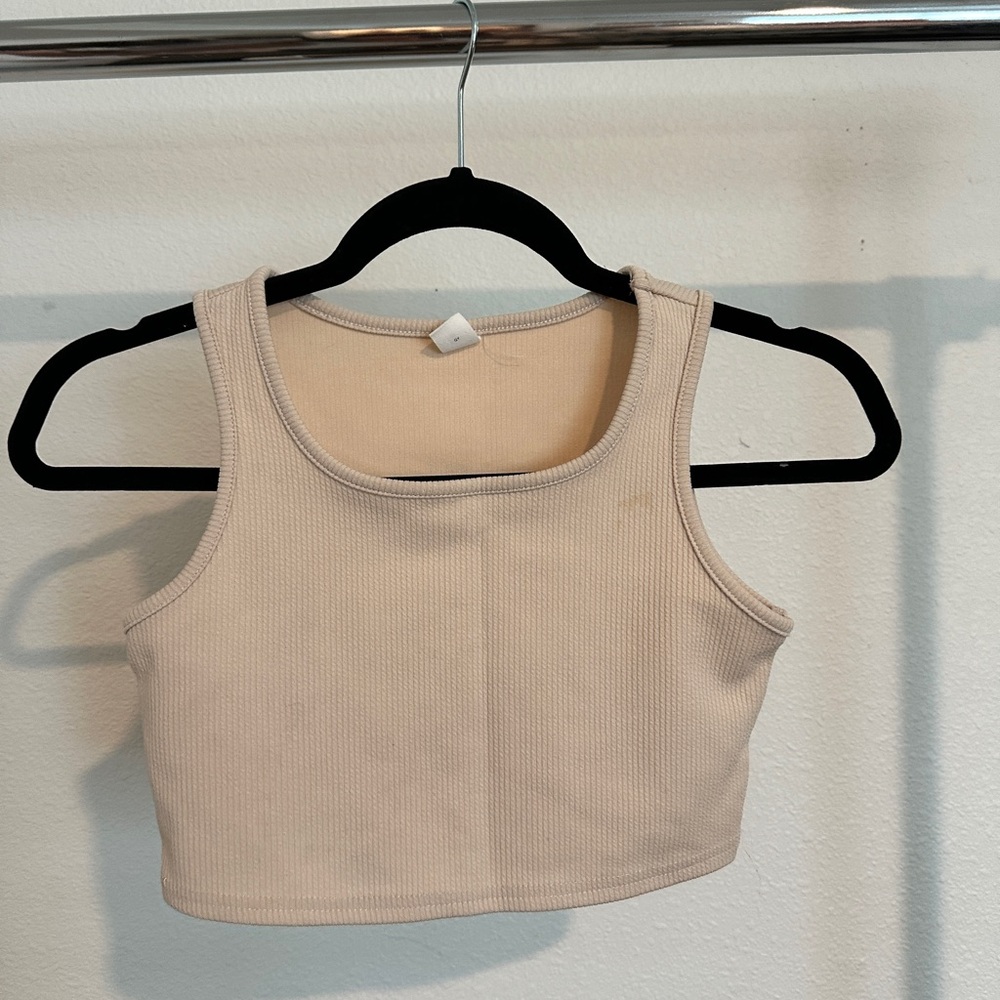 SHEIN Tan Fitted Crop Tank Top